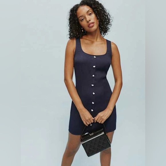 Reformation Navy Lucian Shift Dress Size 0 - Picture 1 of 9
